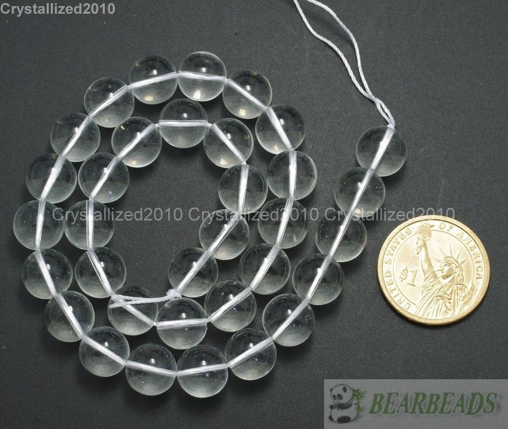 100pcs Clear Glass Crystal Quartz Gemstones Smooth Round Ball Spacer Beads Pick