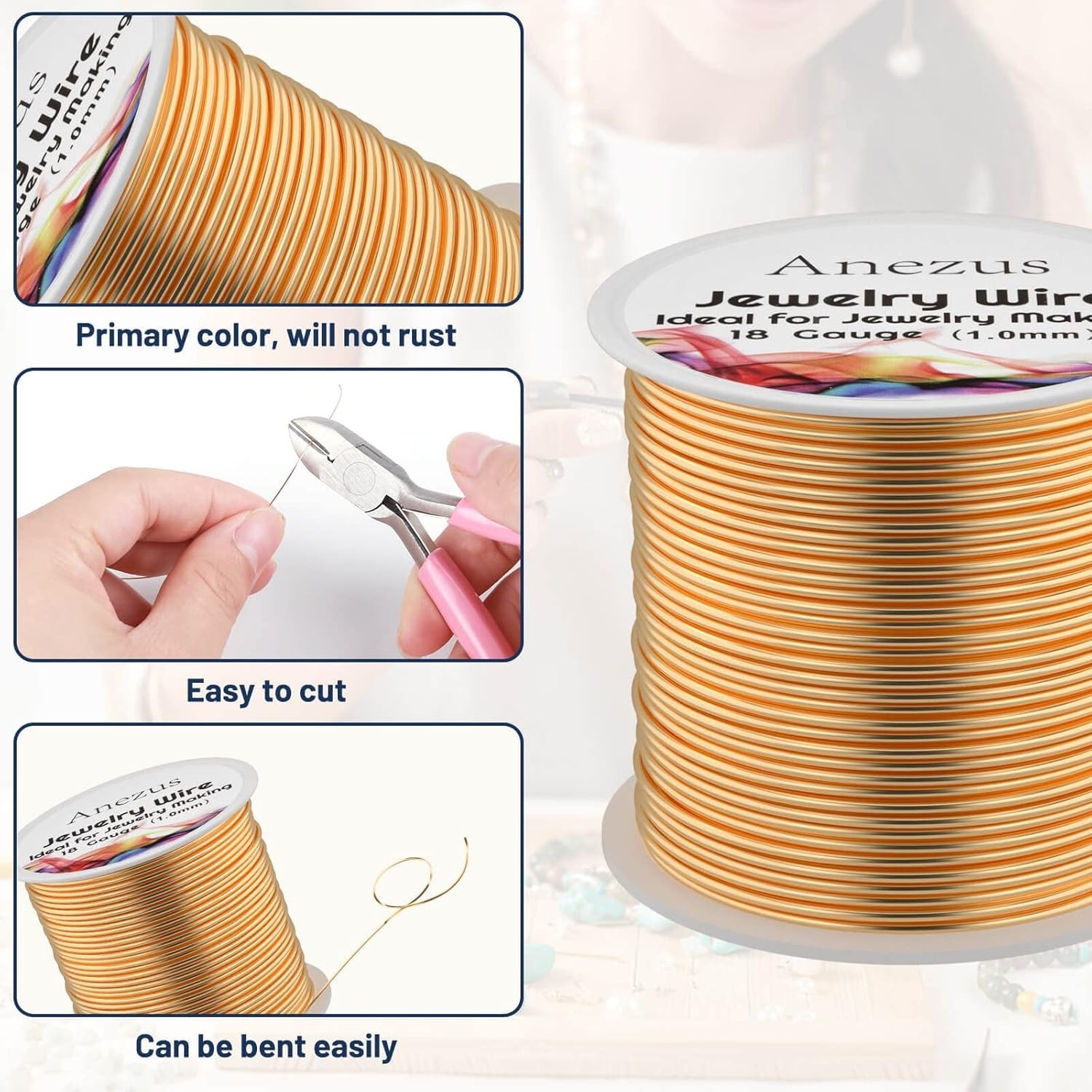 18 Gauge Jewelry Wire for Jewelry Making, Tarnish Resistant Copper Beading Wi…