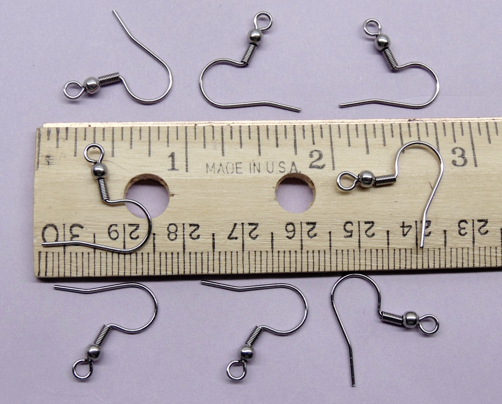 1000 Stainless Steel Ear Wires French Hooks ~Ball + Coil w/ 3mm Loop 18mm Post