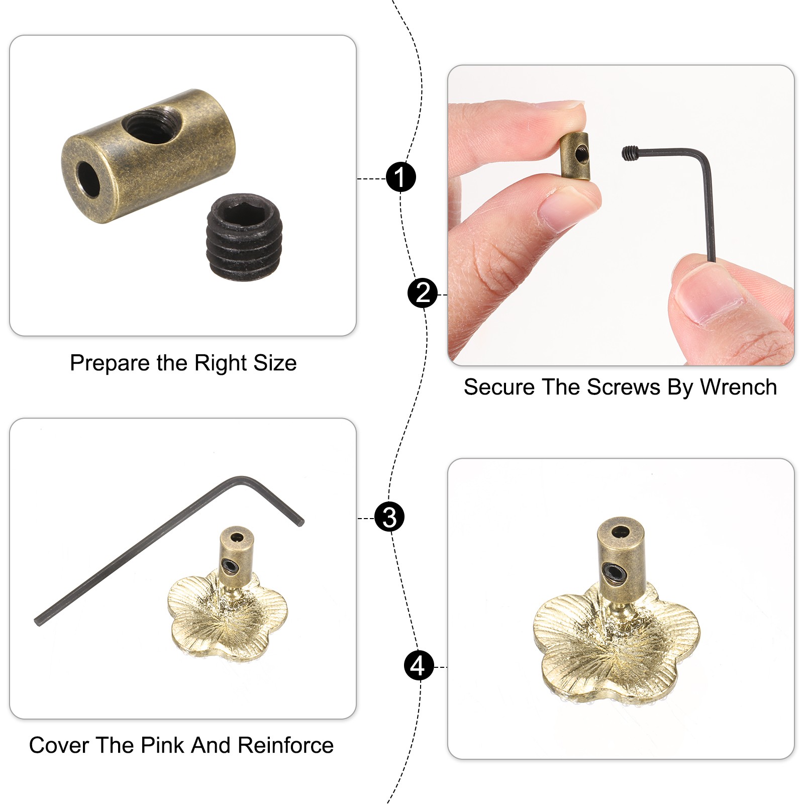 50Pcs Locking Pin Backs Pin Keepers Clasps 5mm with 4 Wrench, Gold