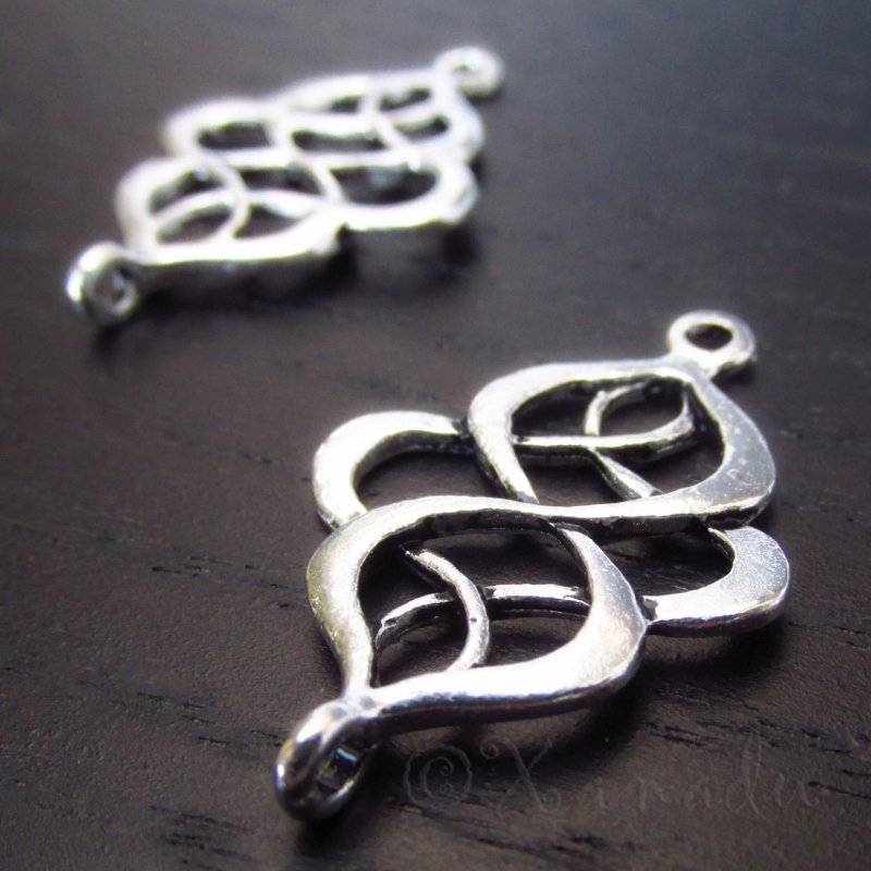 Filigree Connector Charms Antique Silver Plated Pendants C5301 – 10, 20 Or 50PCs