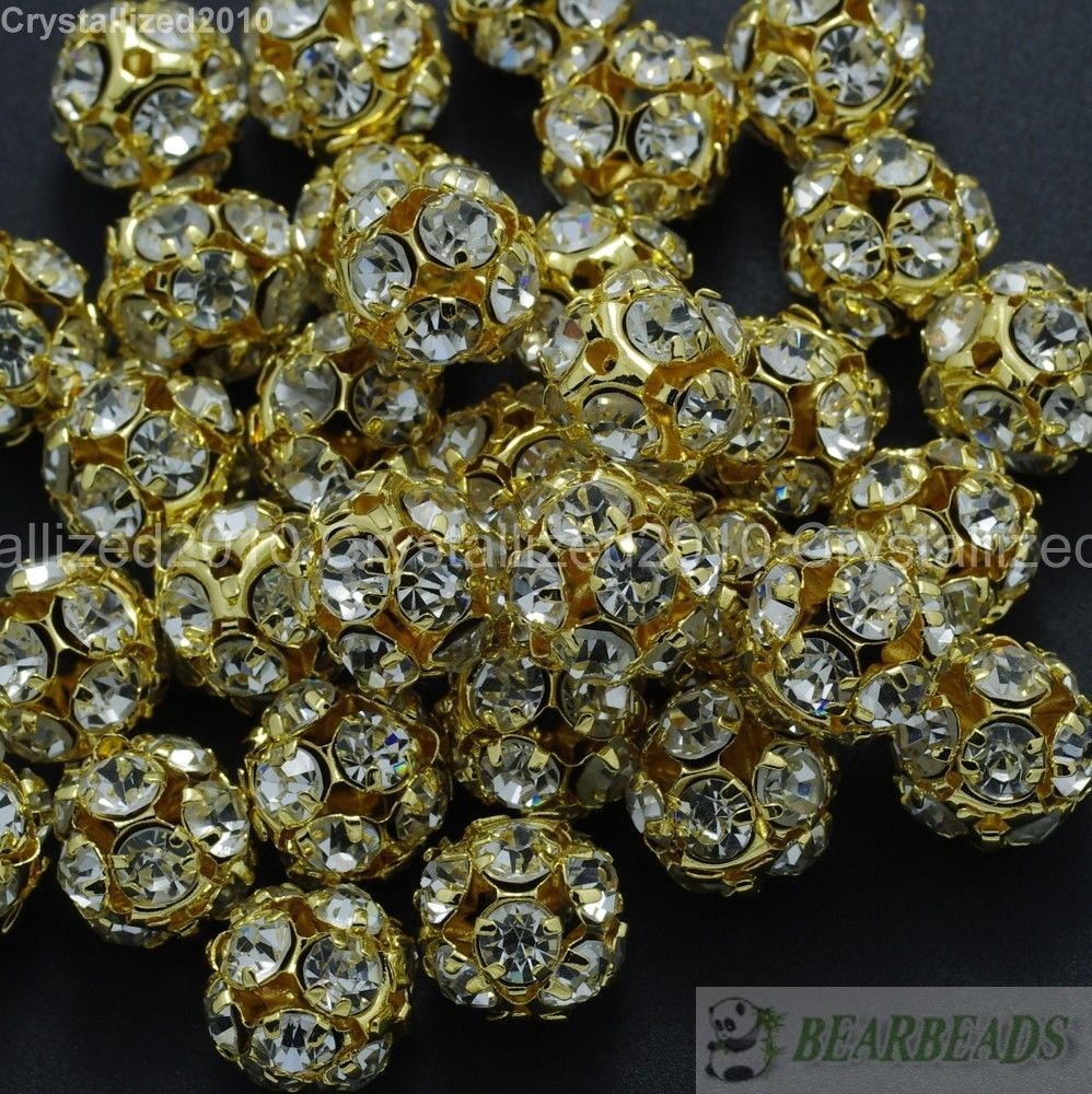 10pcs Crystal Rhinestones Pave Round Ball Spacer Beads Pick your Color and Sizes