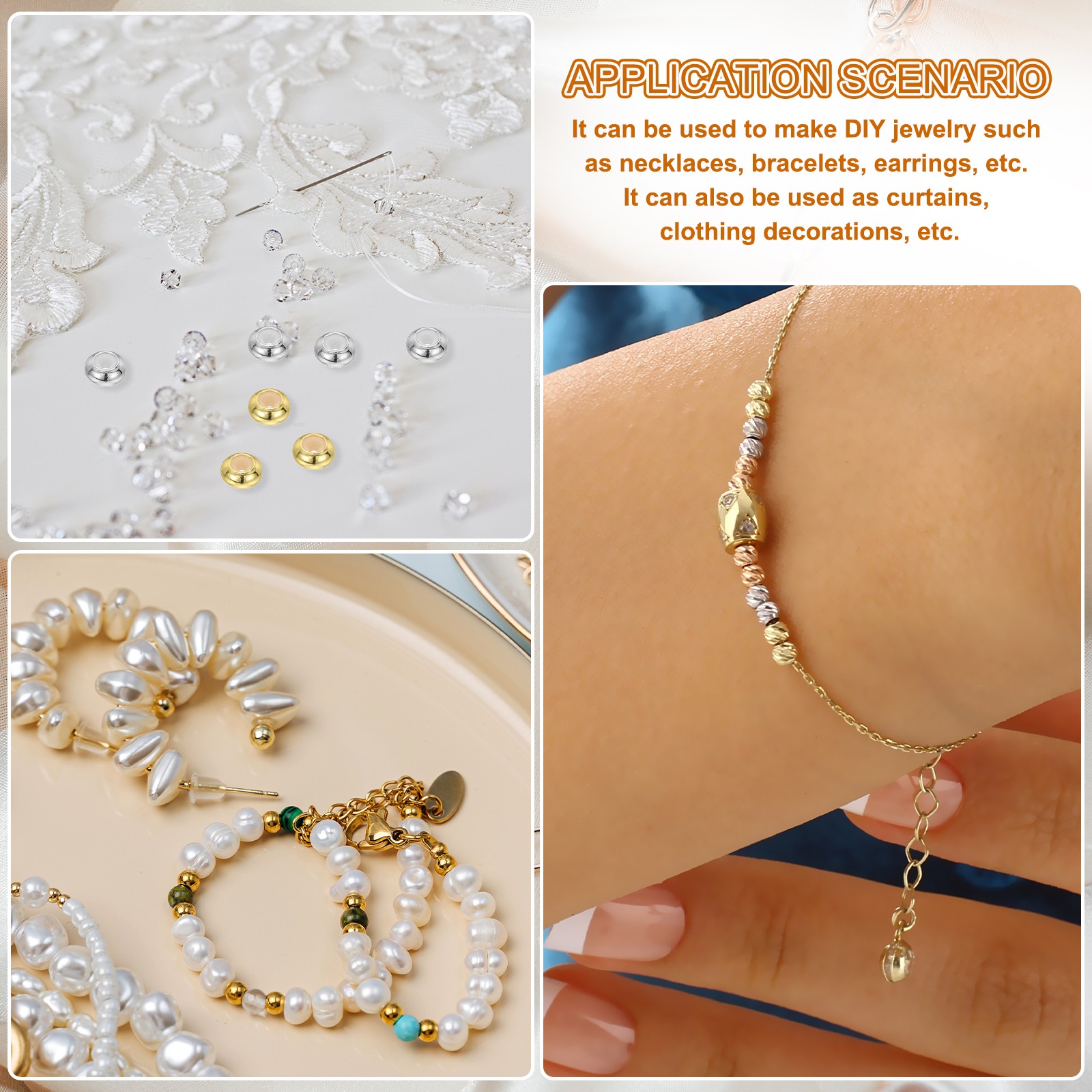 20Pcs 6mm Positioning Spacer Beads for Bracelets, 14K Gold