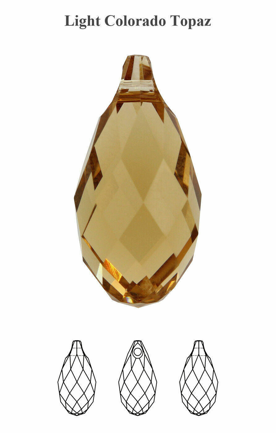 1Pc SWAROVSKI 6010 Briolette Crystals Pendants – LIGHT COLORADO TOPAZ – Bridal