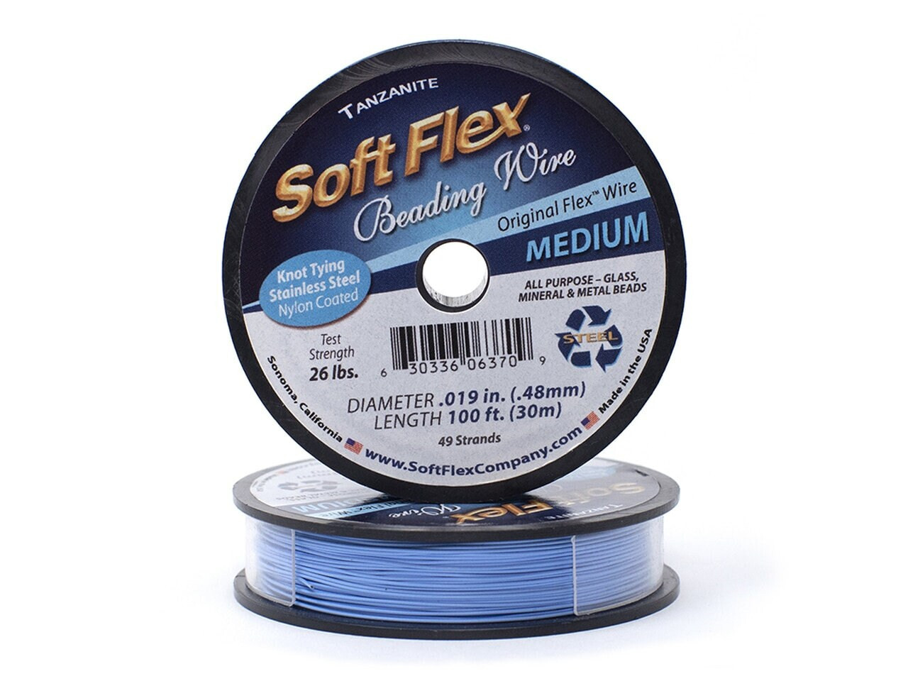 0.019in/0.48mm Tanzanite Soft Flex Medium Beading Wire 10/30/100ft