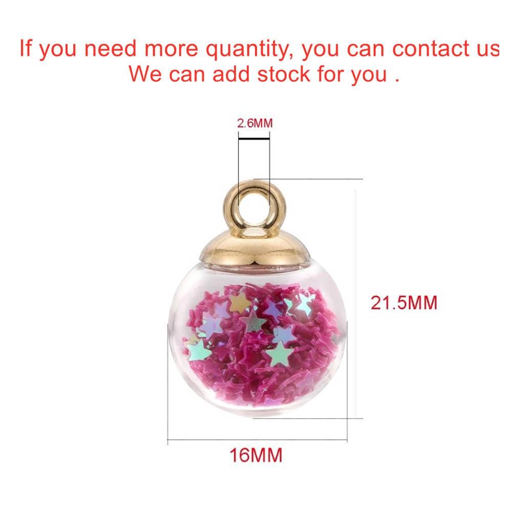 10pcs Charms Star Sequins Transparent Glass Ball 16mm Pendants Crafts Making Fin