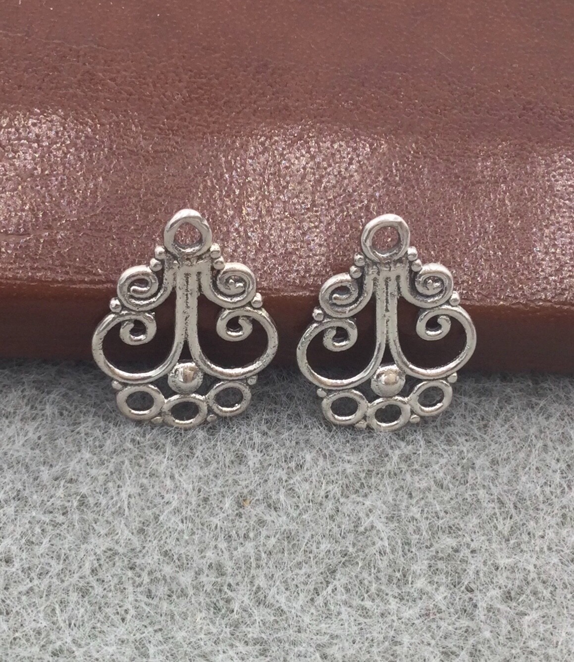 2 pieces oF Sterling Silver .925 – Bali Filigree Chandelier connector-Earrings