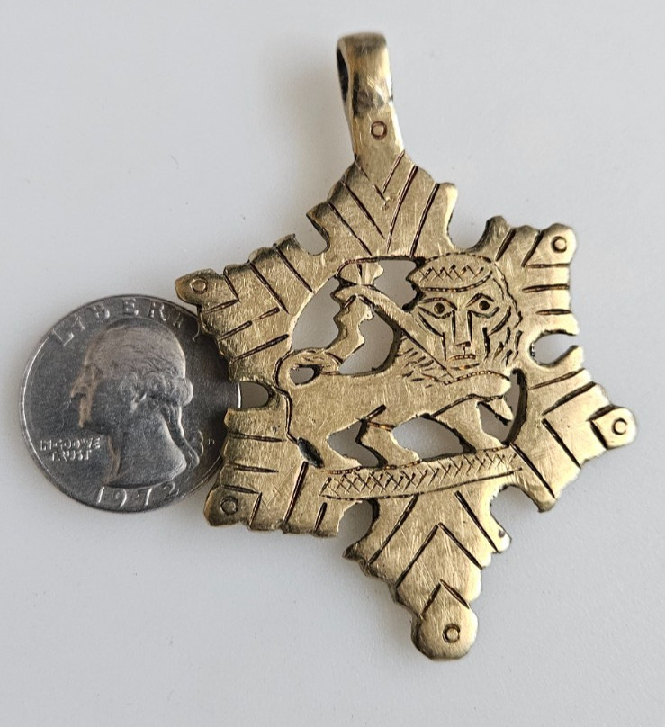 Ethiopian Lion of Judah pendant Ethiopian pendant brass pendant