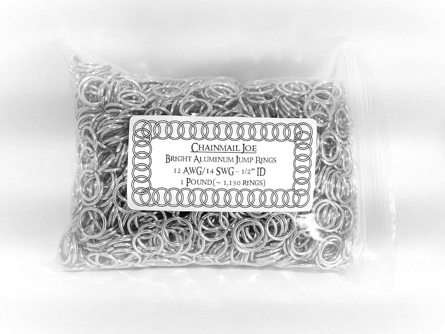 1150 Count Unfinished Aluminum Jump Rings, 14SWG 1/2 Inch Inside Diameter