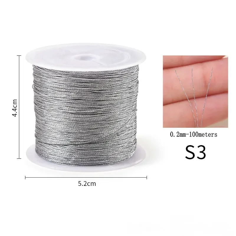 0.2-1MM Metallic Ornament String Silver Gold Color Cord Jewelry Thread for Chris