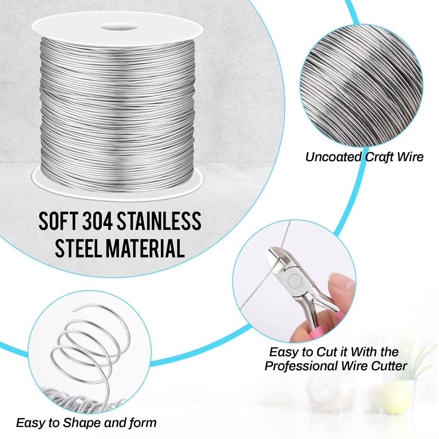 24 Gauge Stainless Steel Wire for Jewelry Making, Baling Wire for Wrapping, C…