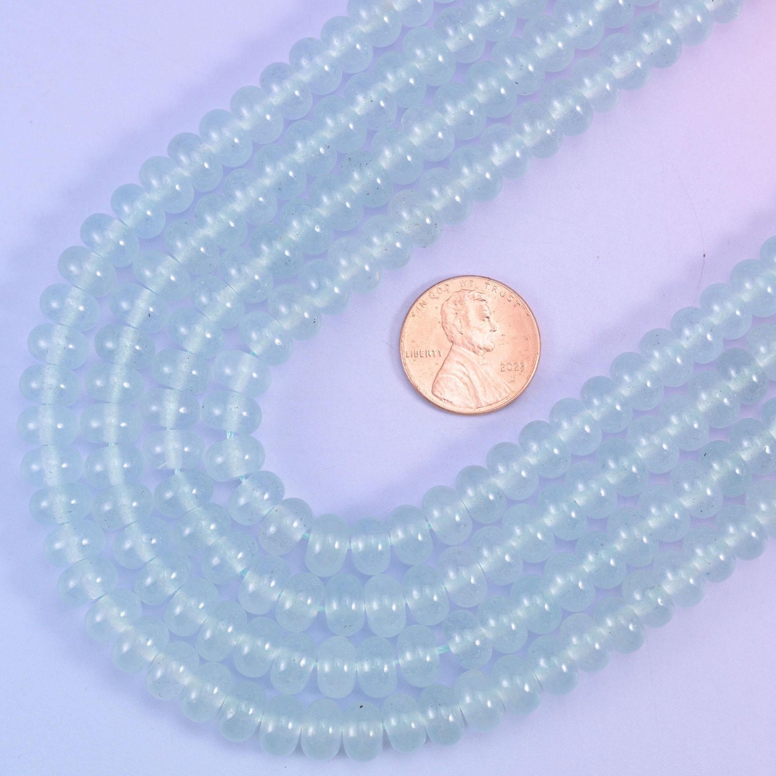 Baby Blue Dyed Jade Smooth Rondelle Beads Jewelry Making Size 5x8mm 15″ Strand