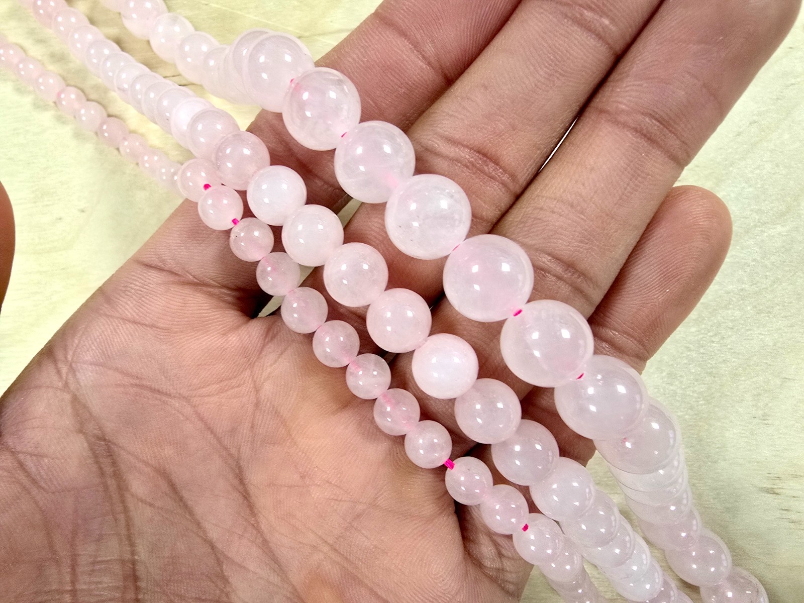 Rose Quartz Round Beads Smooth Glossy Finish with Drilled Holes for Jewelry
