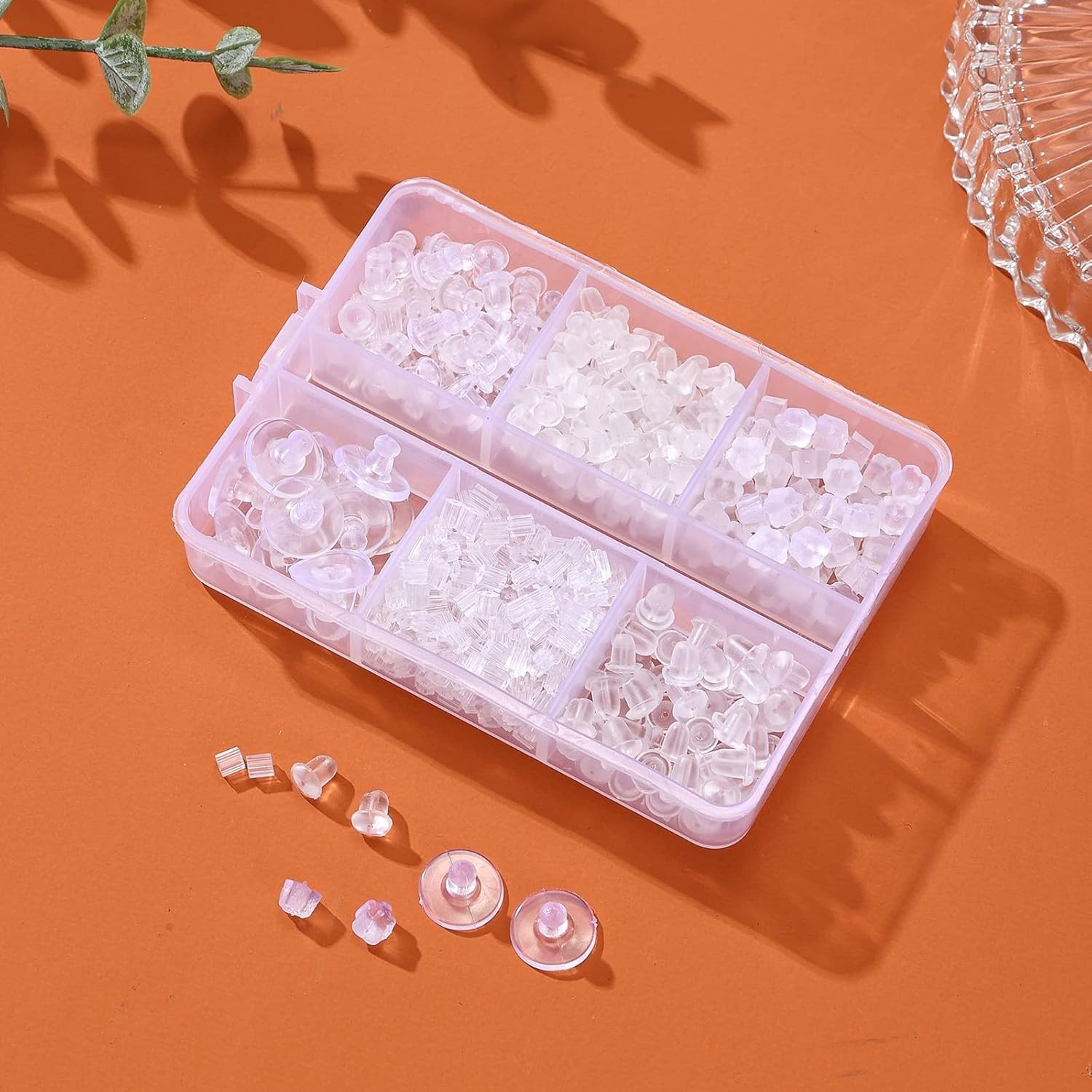 6 Styles Silicone Earring Backs for Studs, 600 Pcs Clear Soft Earring Backings H