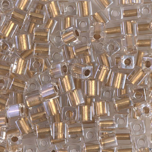 Miyuki 3mm Cube Beads – Sparkle Metallic Gold Lined Crystal
