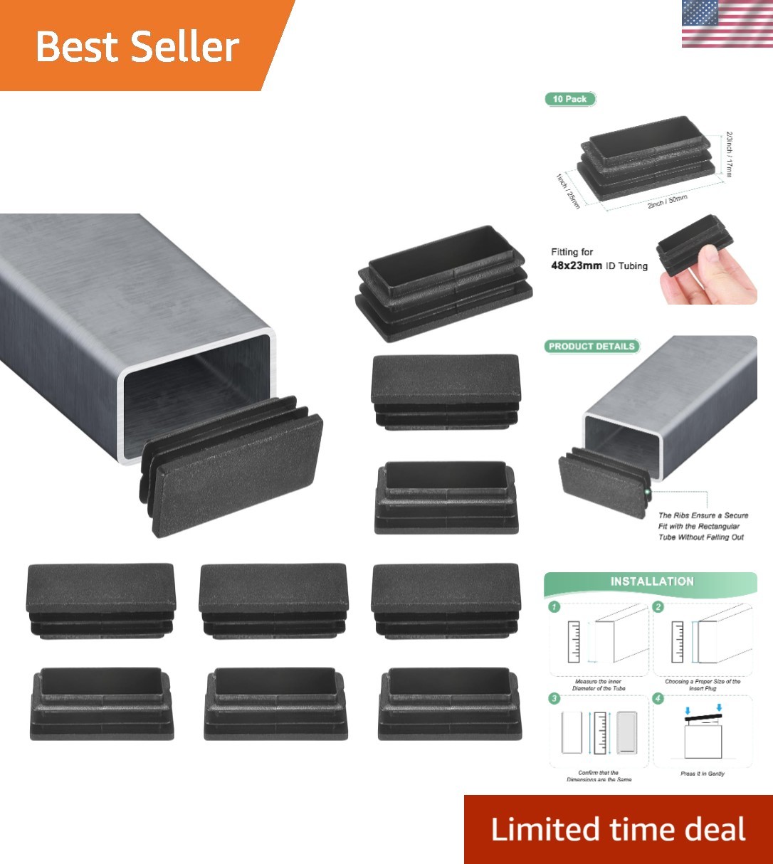 Protective Plastic Inserts (10-Pack, 2 x 1 Inch) – Easy Fit for Metal Pipes