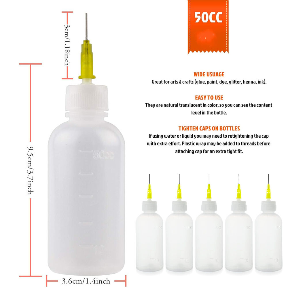 10pcs 50ml Needle Tip Bottles Set Squeeze Plastic Bottles Oil Liquid Glue Ink