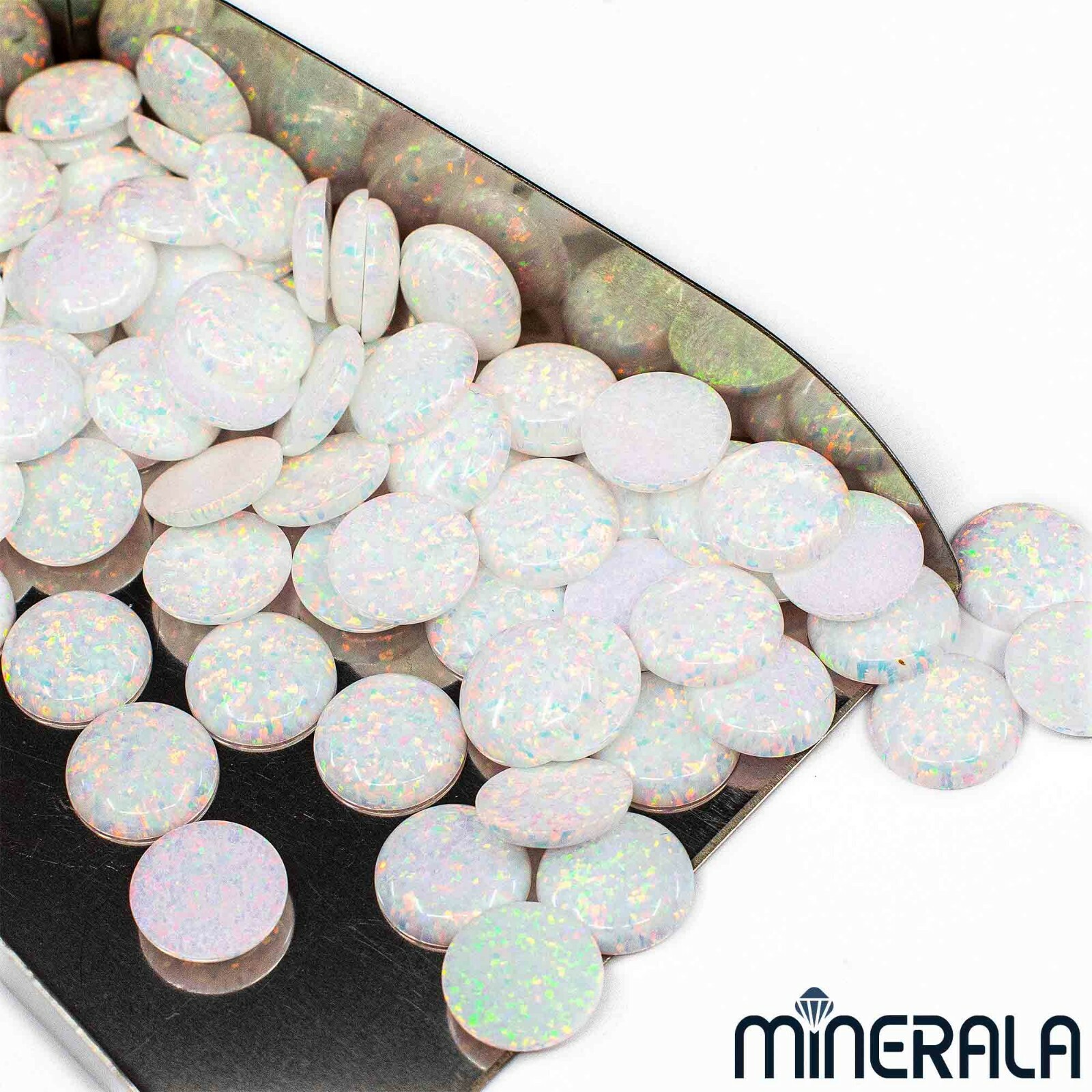 WHOLESALE WHITE SYNTHETIC LAB CREATED OPAL ROUND CABOCHON 1.25mm-20mm WP00066