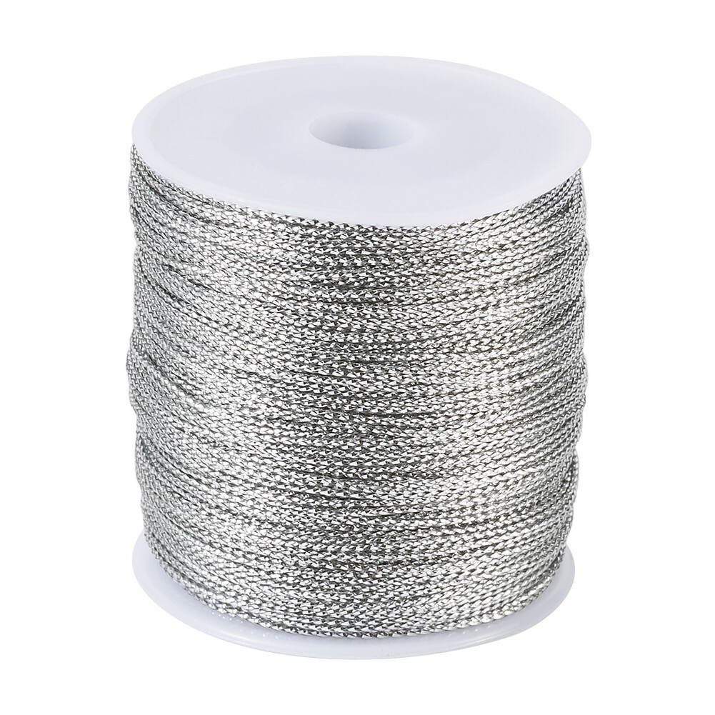 1 Roll Silver 1mm Jewelry Braided Thread Metallic Cords Jewelry Making 100m/roll