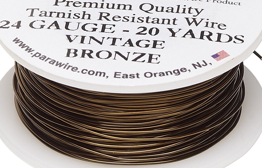 Wire, 20 Yd Spool Tarnish Resistant Vintage Bronze 24 Gauge Round Wrapping Wire
