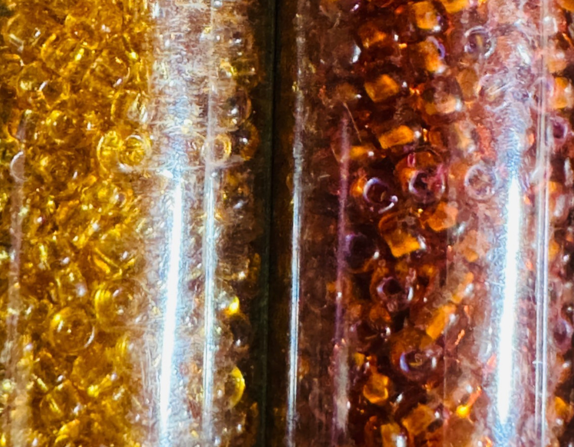Glass Seed Bead Lot 30 Tubes – Rose Gold Sunset Mix Different Sizes NOS