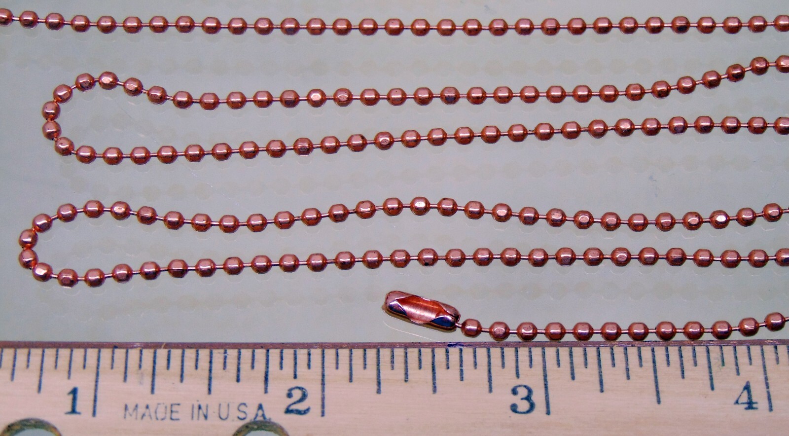 15 Feet 2.4mm Faceted COPPER BALL CHAIN #3 BULK Footage Made in USA +20 clasps