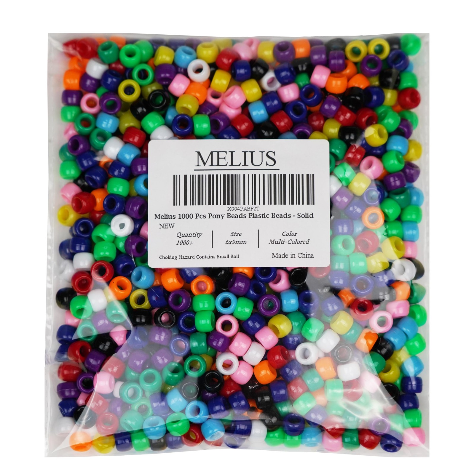 Melius 1000Pcs Pony Beads Bulk, 9mm Acrylic Colorful Pony Beads for Bracelets…