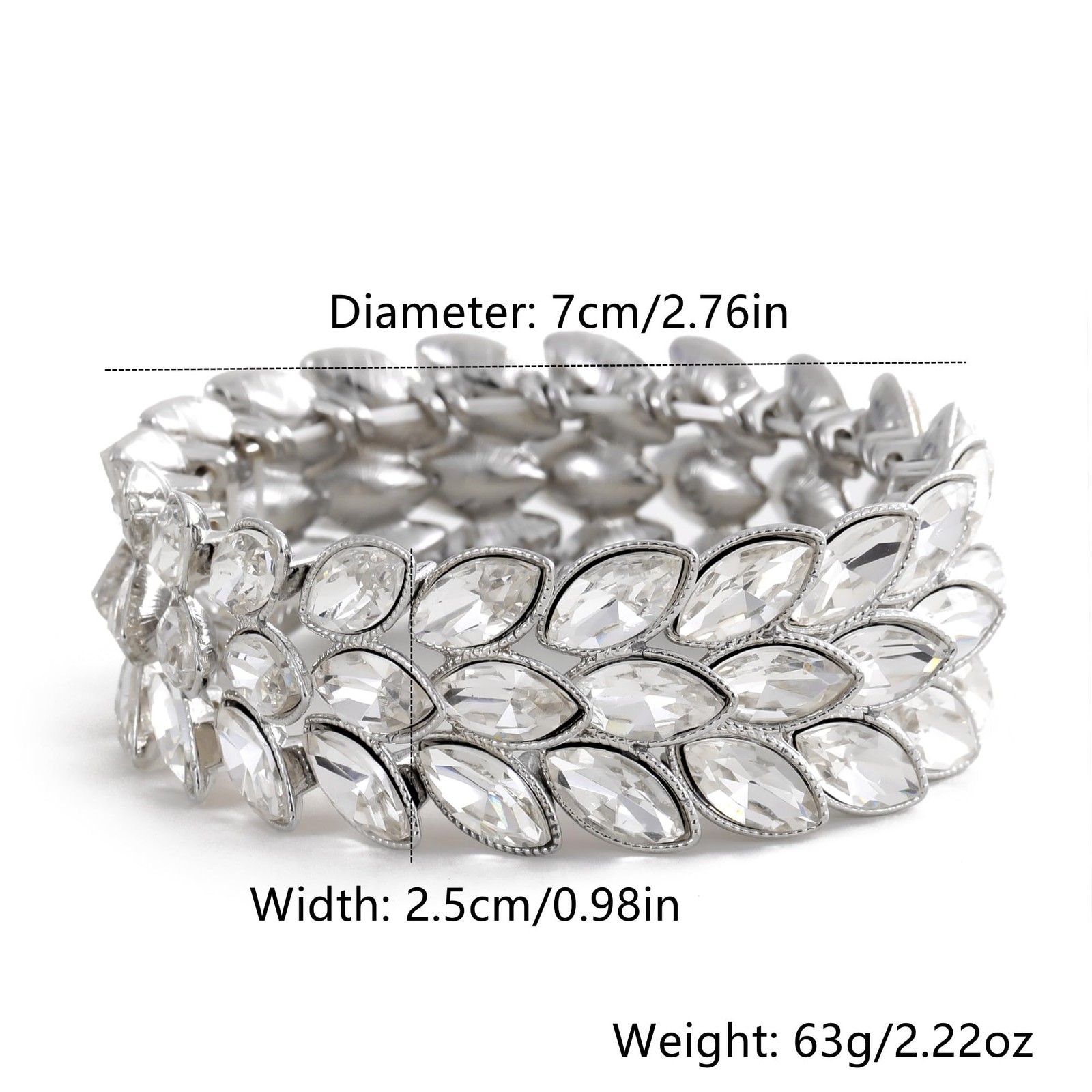 Women Shinny Wide 3 Lines Leaf Stretch Elastic Bangle Bracelets for Party Weddin