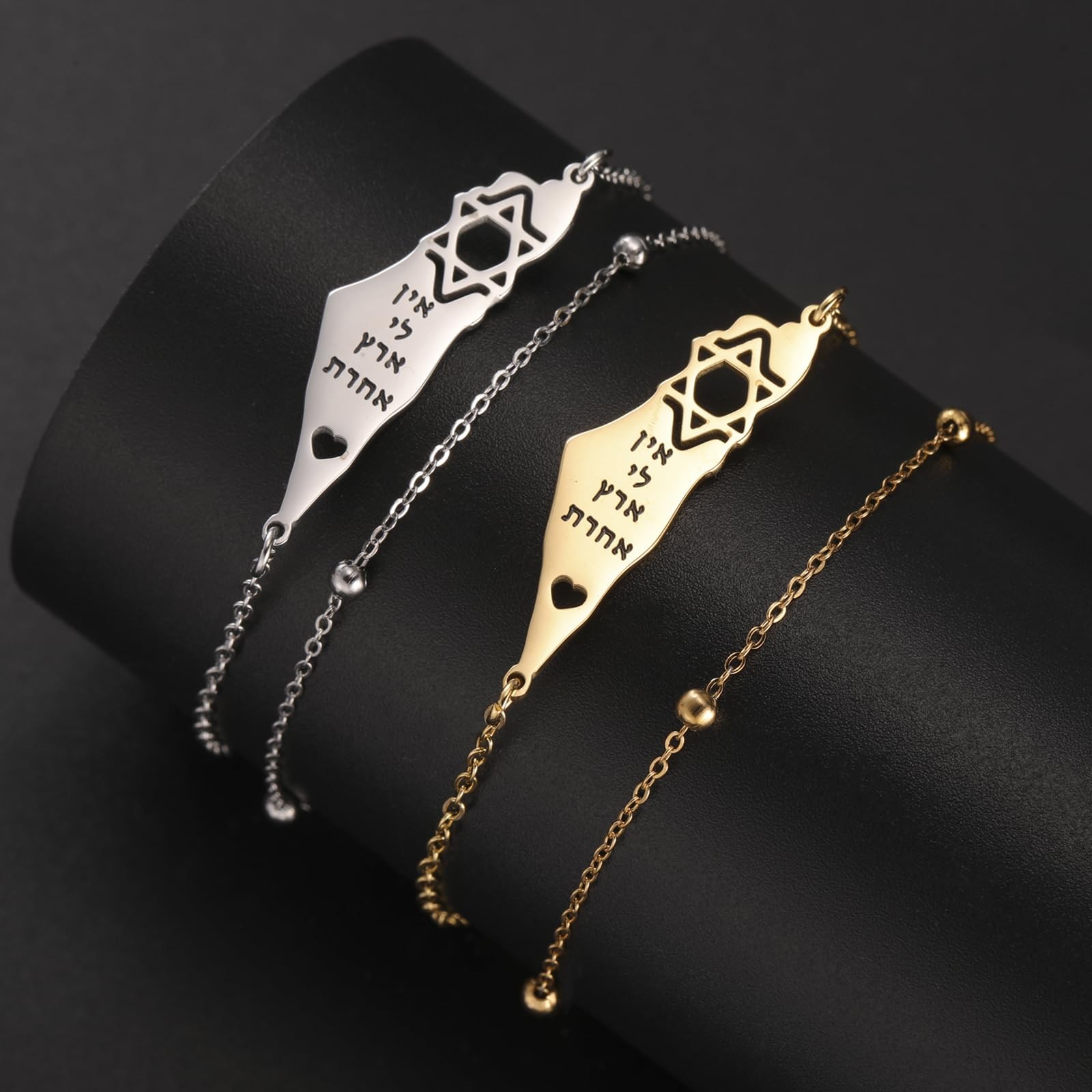 Israel Palestine Map Bracelet for Women Men Stainless Steel Star of David B – 04
