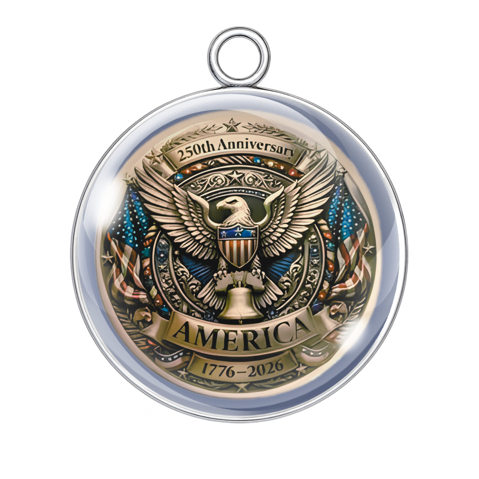 USA 250th Anniversary Collectible Charms | 1776–2026 Glass Cabochon Pendant