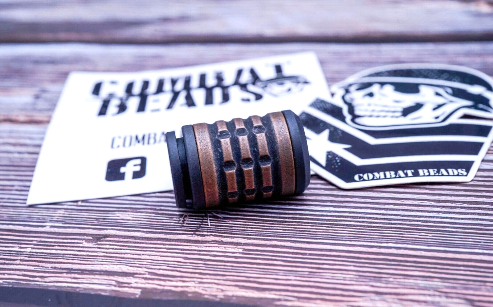 Combat Beads Full Size V2 MOAB Bead, Blackened Titanium W/Aged Brass
