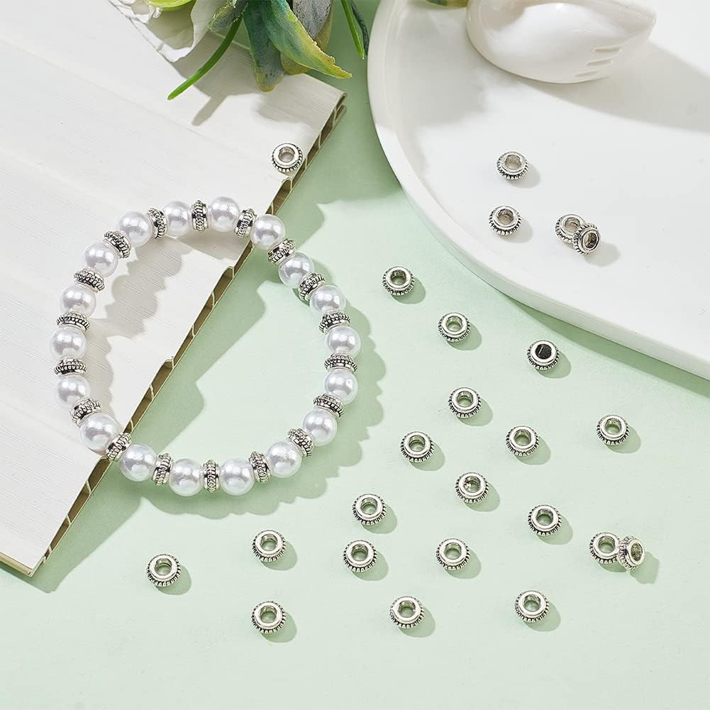 200Pcs 7.5Mm Silver Daisy Flower Spacer Beads for Jewelry Making, Hole: 3Mm