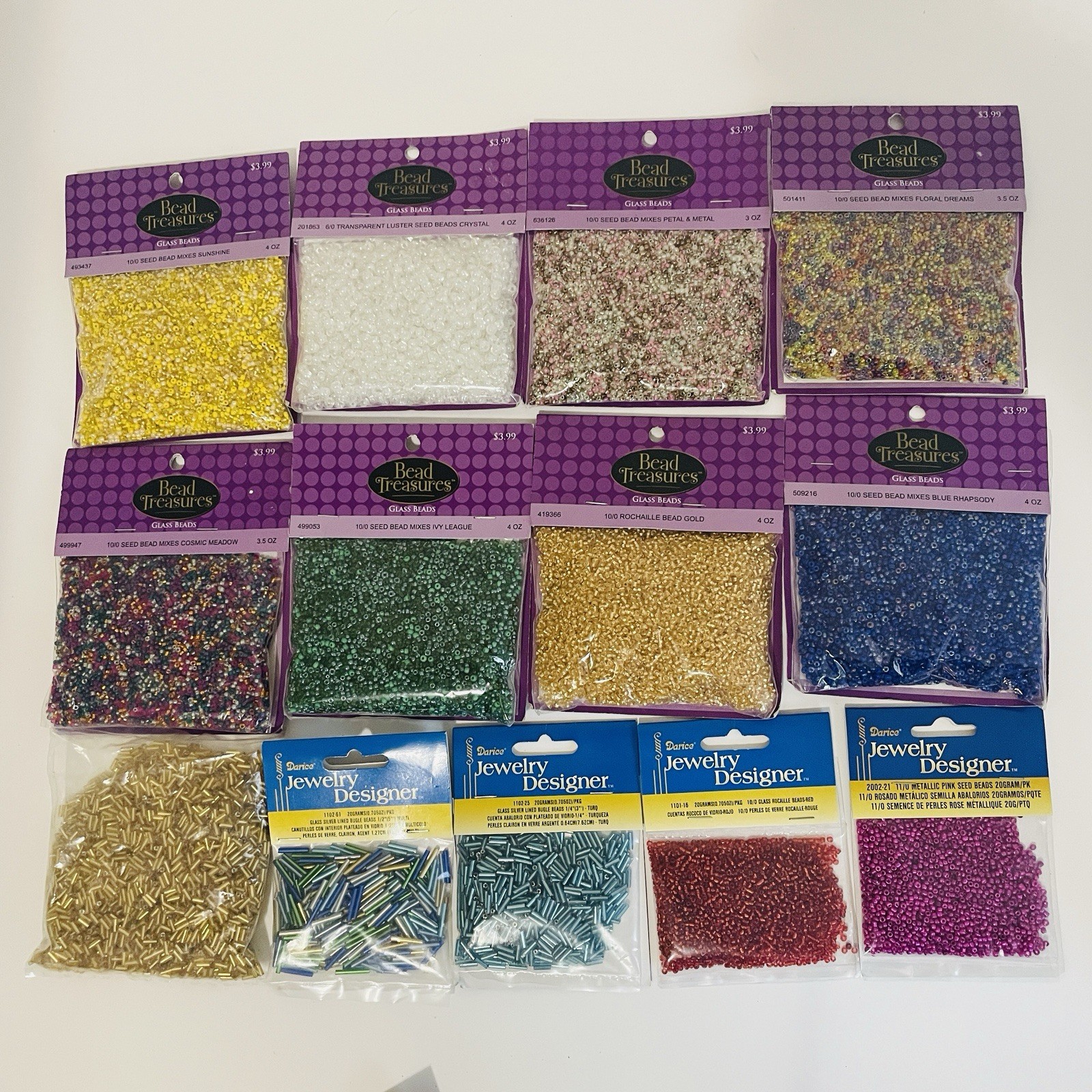 Jewelry Beads Lot Of 78 Oz (4.88 Lb) Seed & Bugle Plastic & Glass Various Colors