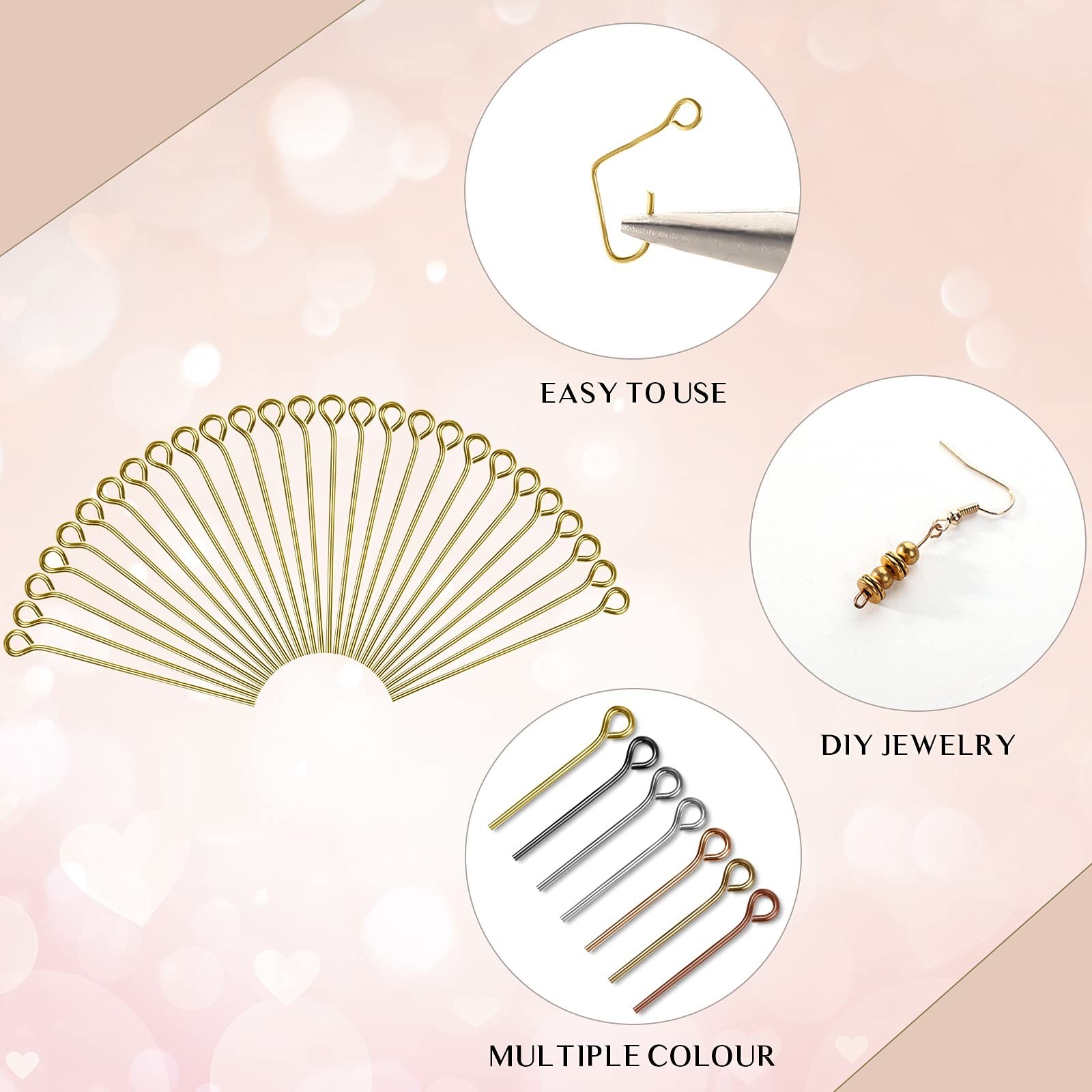 Mixed Eye Head Pins 1400 Pieces, Jewelry Making Supplies, Crafting Components