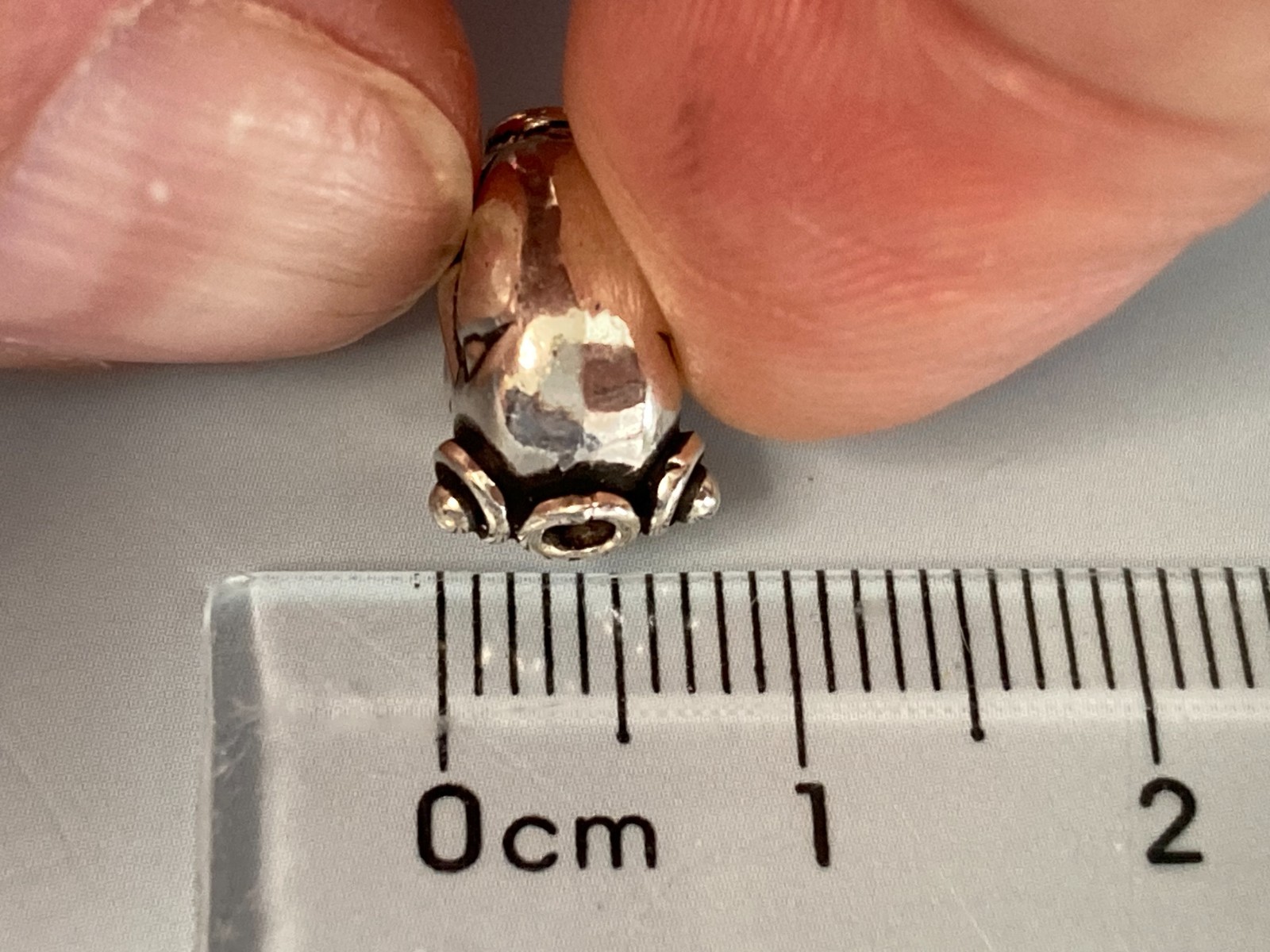 Sterling Silver Beads 7 Pack Face ~13x10mm 2-Sided 3-D Electroform Vertical Hole