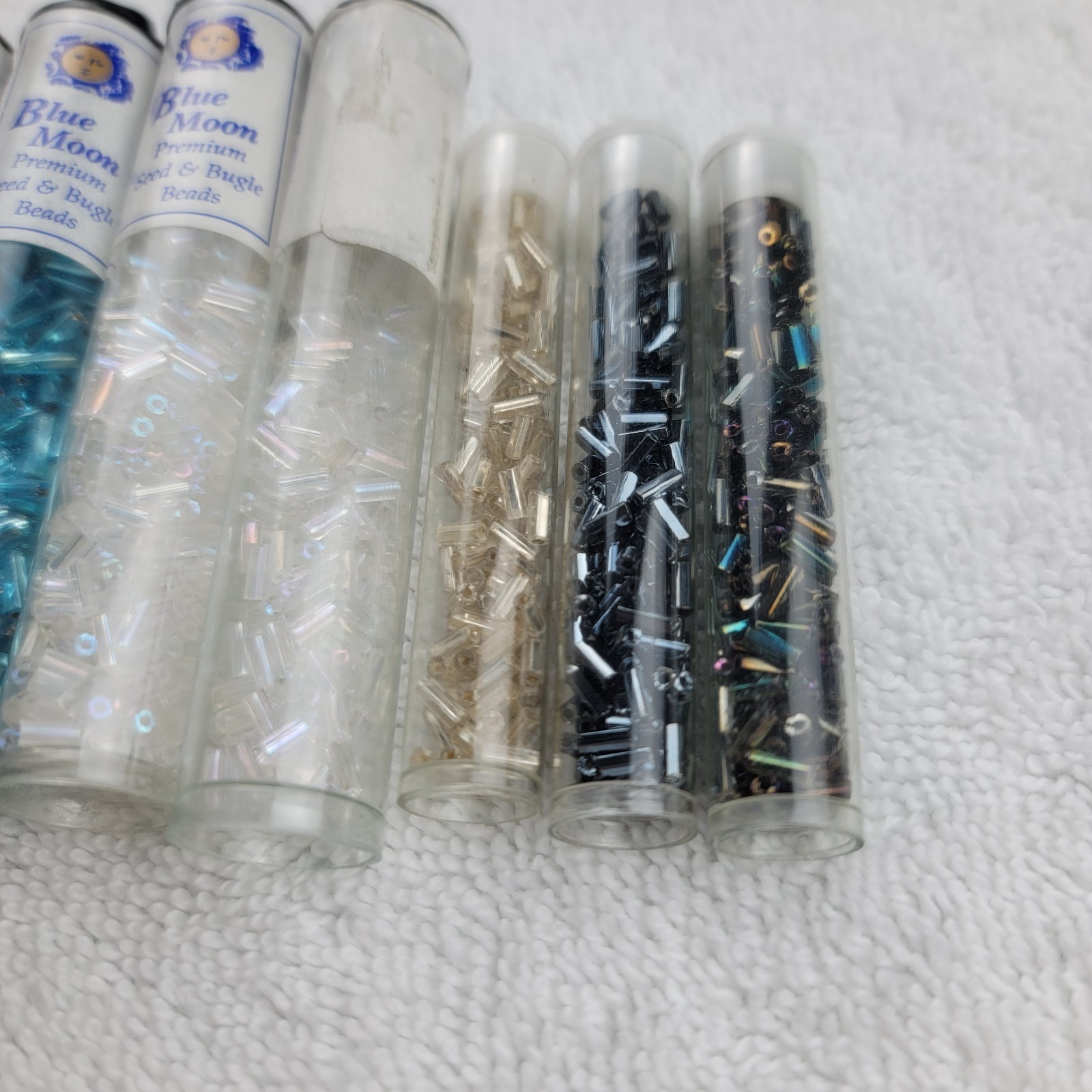 Blue Moon Czech Glass Seed Bugle Beads Tube Lot AB Blue Red Black Clear Bronze
