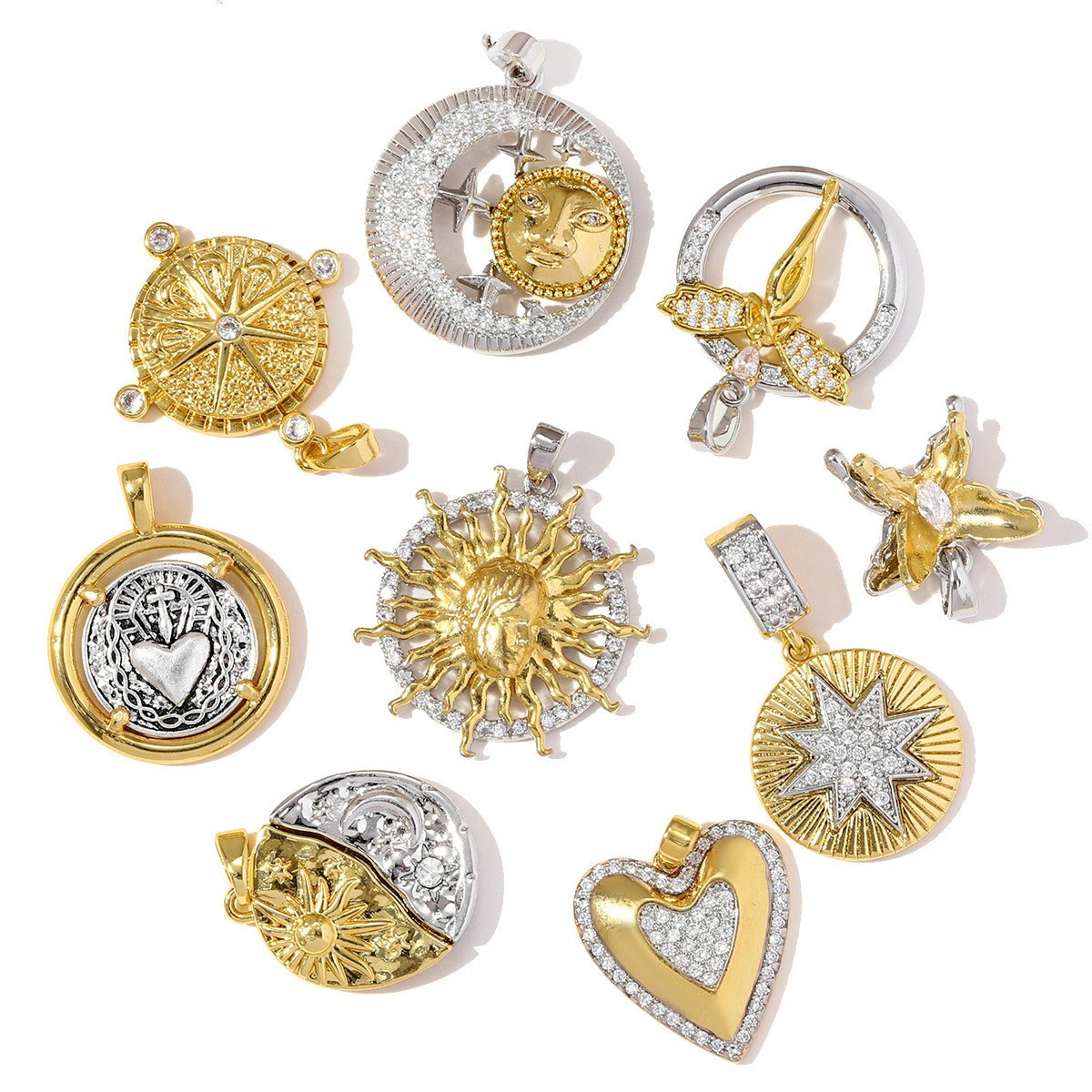 1PC Waterproof Gold Plated Stainless Steel Celestial Charm Pendant GQZ543