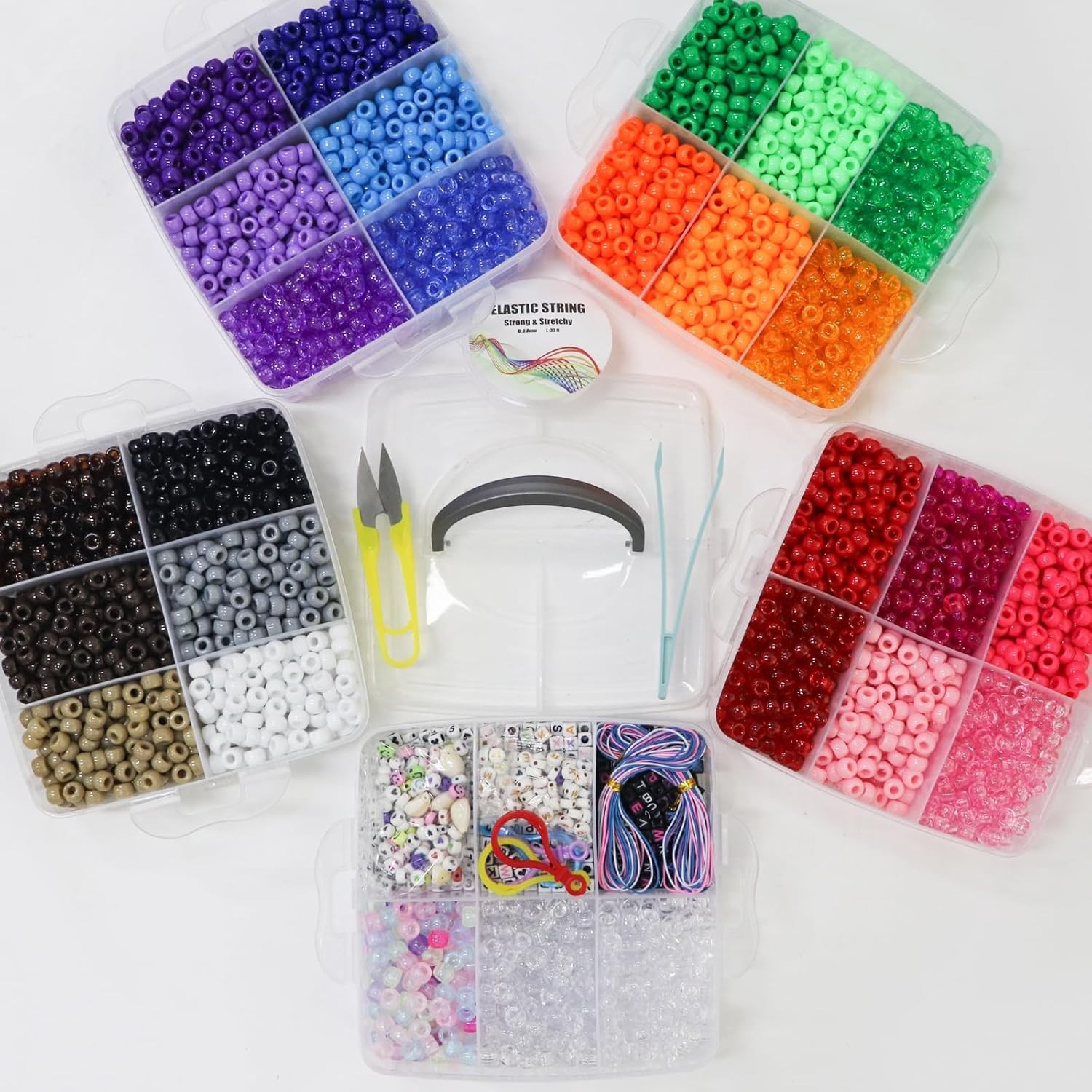 Pony Beads Bracelet Making Kit 5400PCS Alphabet Number Beads Cord Set
