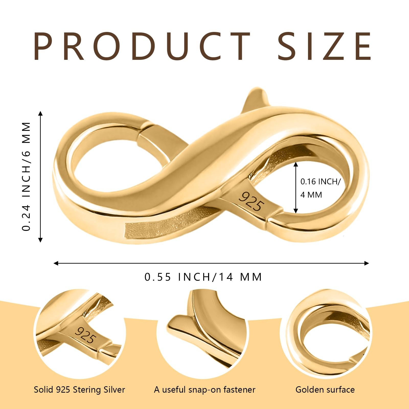 925 Sterling Silver Gold Necklace Extender,Lobster Claw Clasp for Necklaces,B…