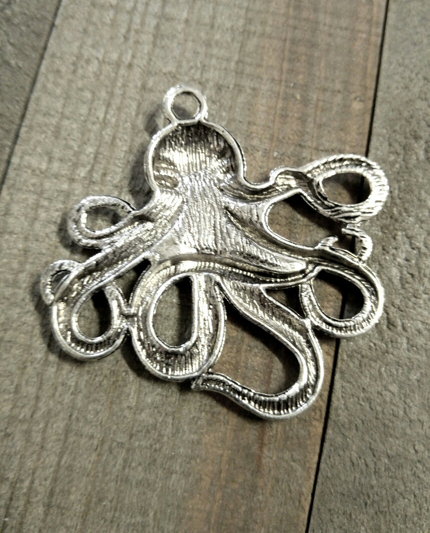 Large Octopus Pendants-Antiqued Silver-Steampunk Octopus-Steampunk Pendants-57mm