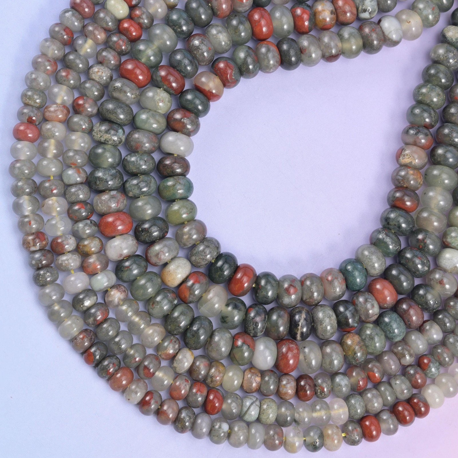 African Bloodstone Smooth Rondelle Beads Jewelry Making 4x6mm 5x8mm 15.5″ Strand