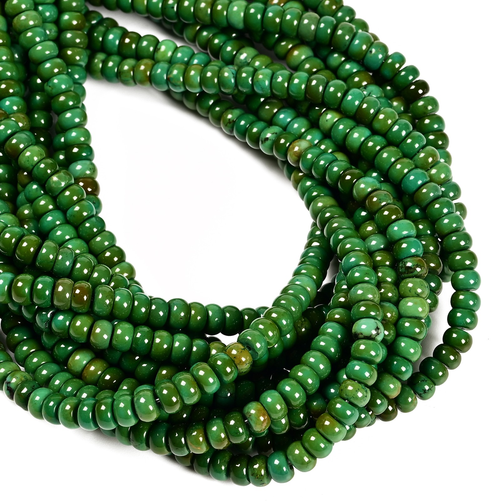 Dark Green Turquoise Smooth Rondelle Beads Size 4x6mm 5x8mm 15.5” Strand