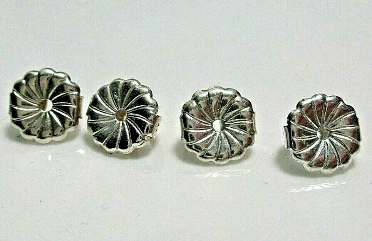 Set of 4 Sterling Silver 7mm Large Premium Post Earring Backs Clutches Nuts