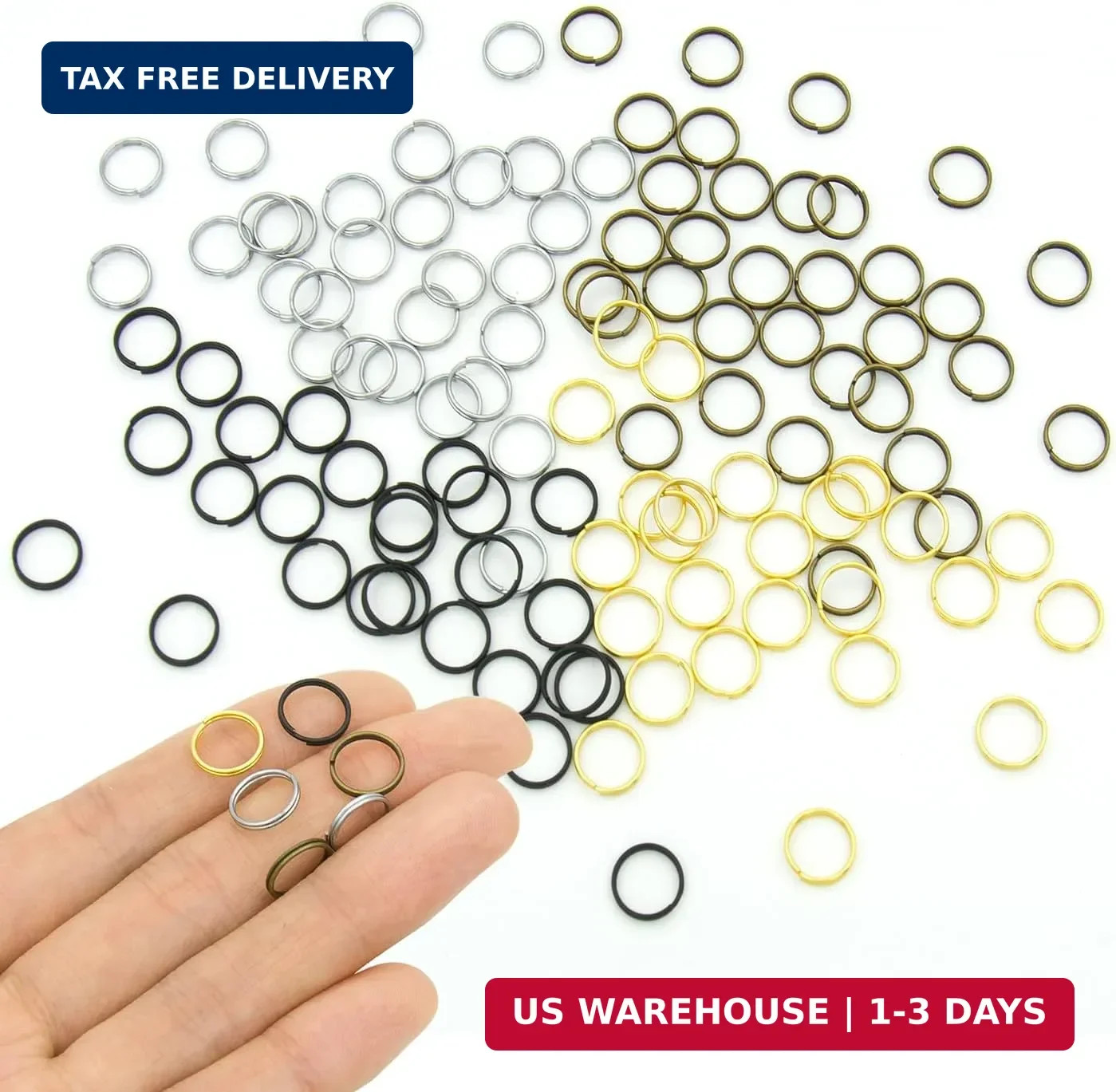 400pcs 10mm Mini Split Jump Ring with Double Loops Small Round Metal Key Rings C