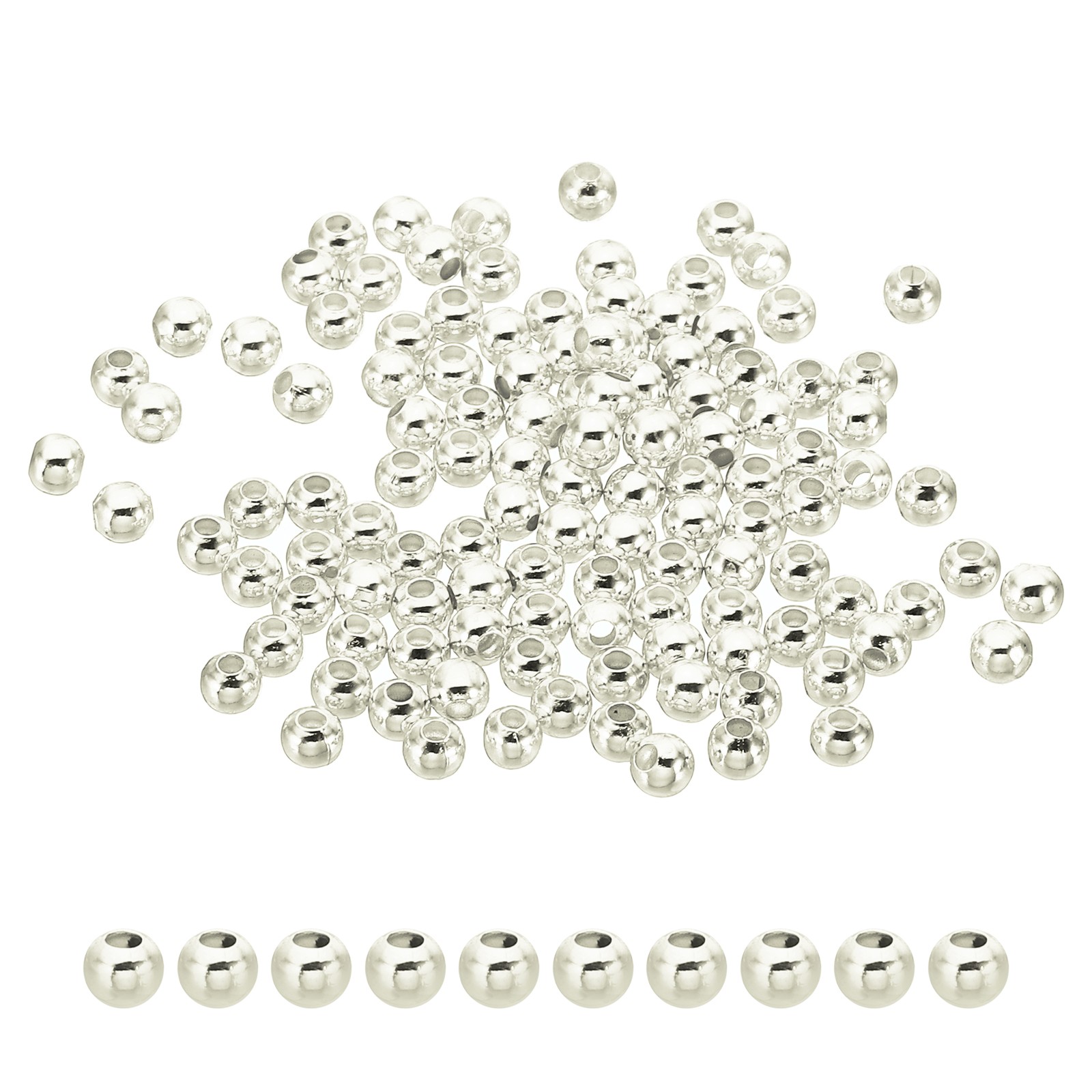 100Pcs 4mm Silver Filled Spacer Beads for Jewelry Making