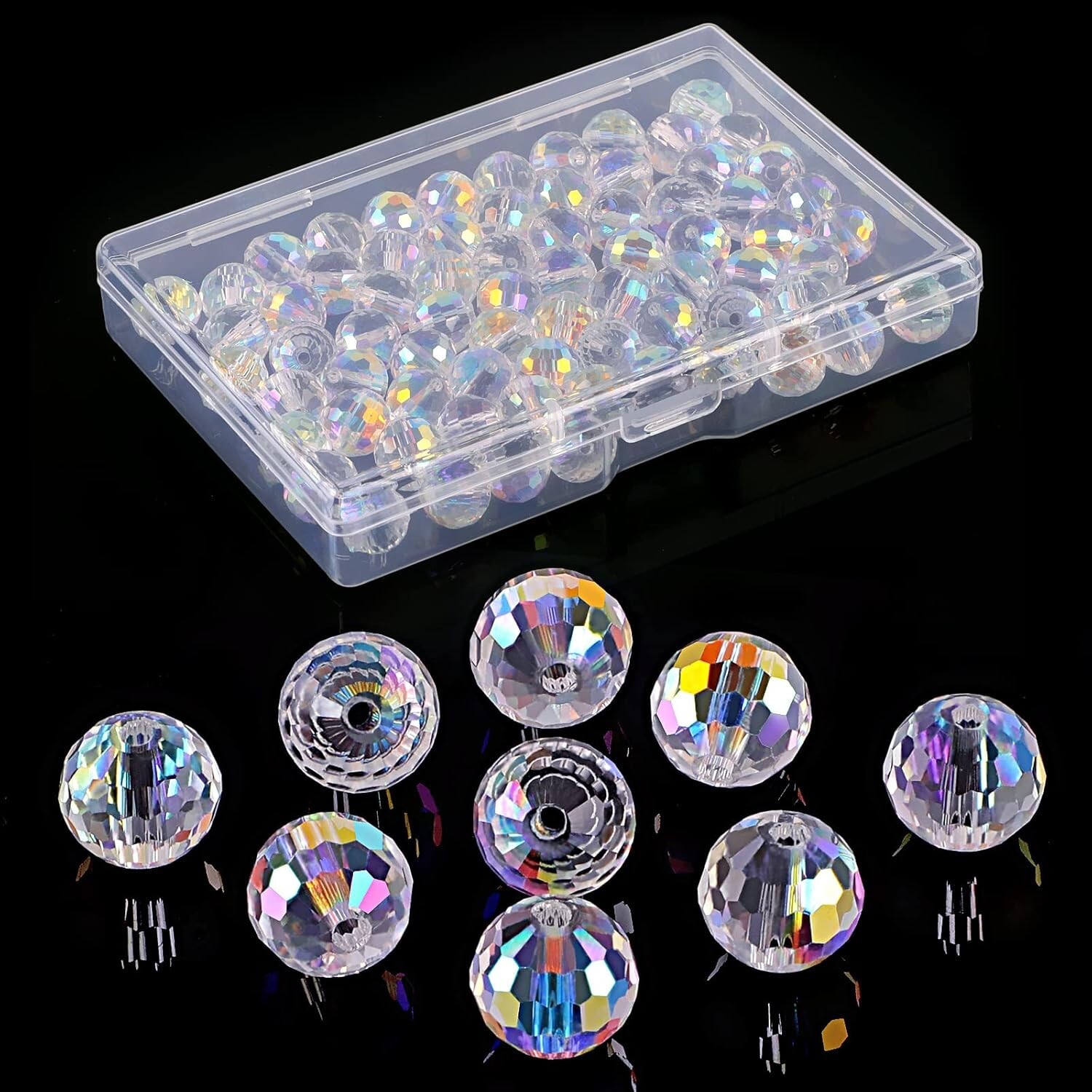10 Clear Disco Beads Glass Crystal Faceted 10mm Round Jewelry Supplies