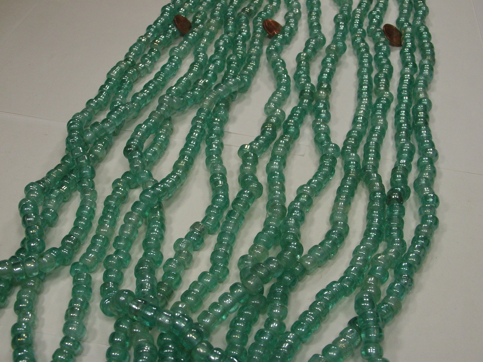 15 Strands 22″ Seafoam Blue Pony Glass Beads Wholesale Bulk Lot (6mm x 9mm) (C)