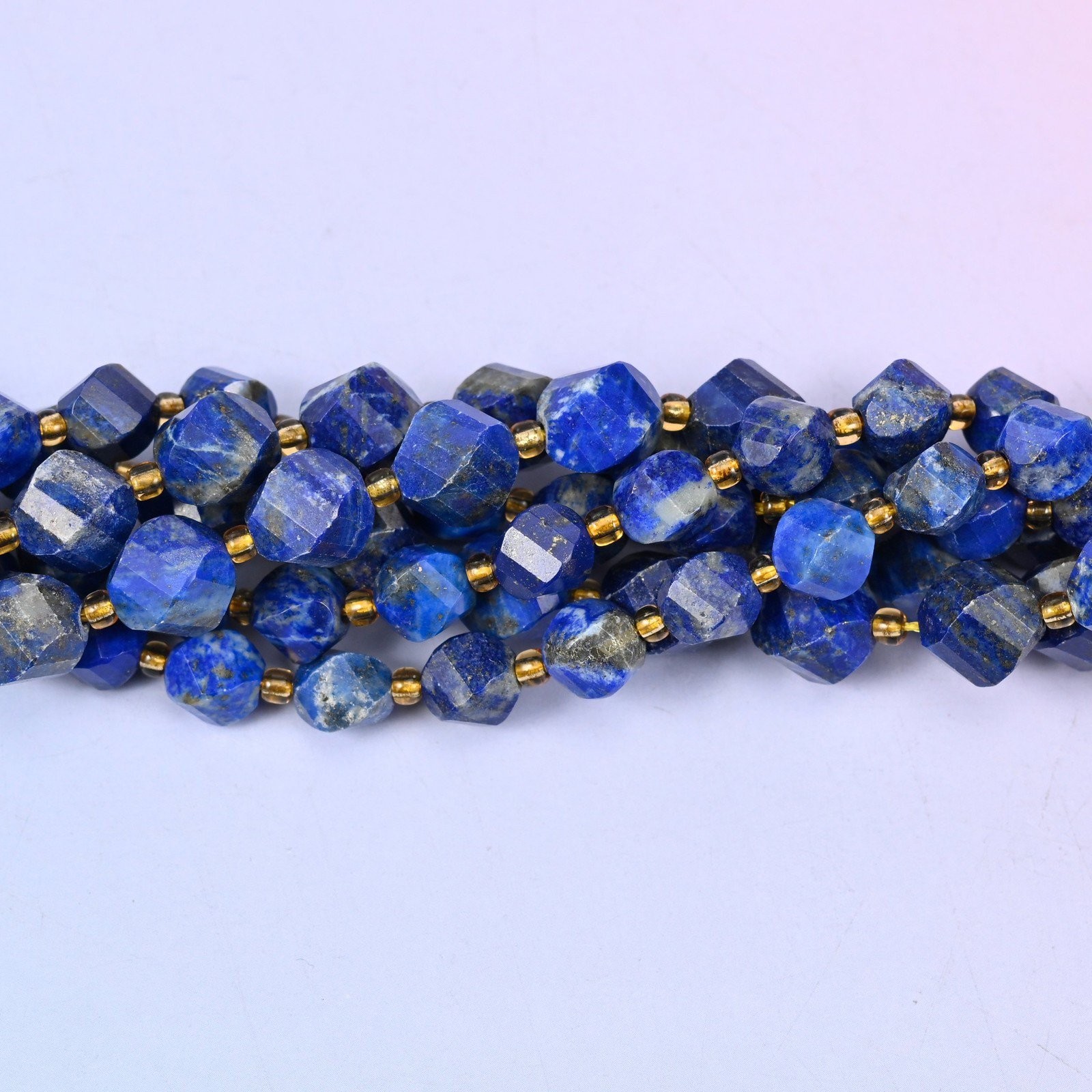Lapis Lazuli Faceted Spiral Twist Beads: Size 8mm 10mm, Jewelry Making