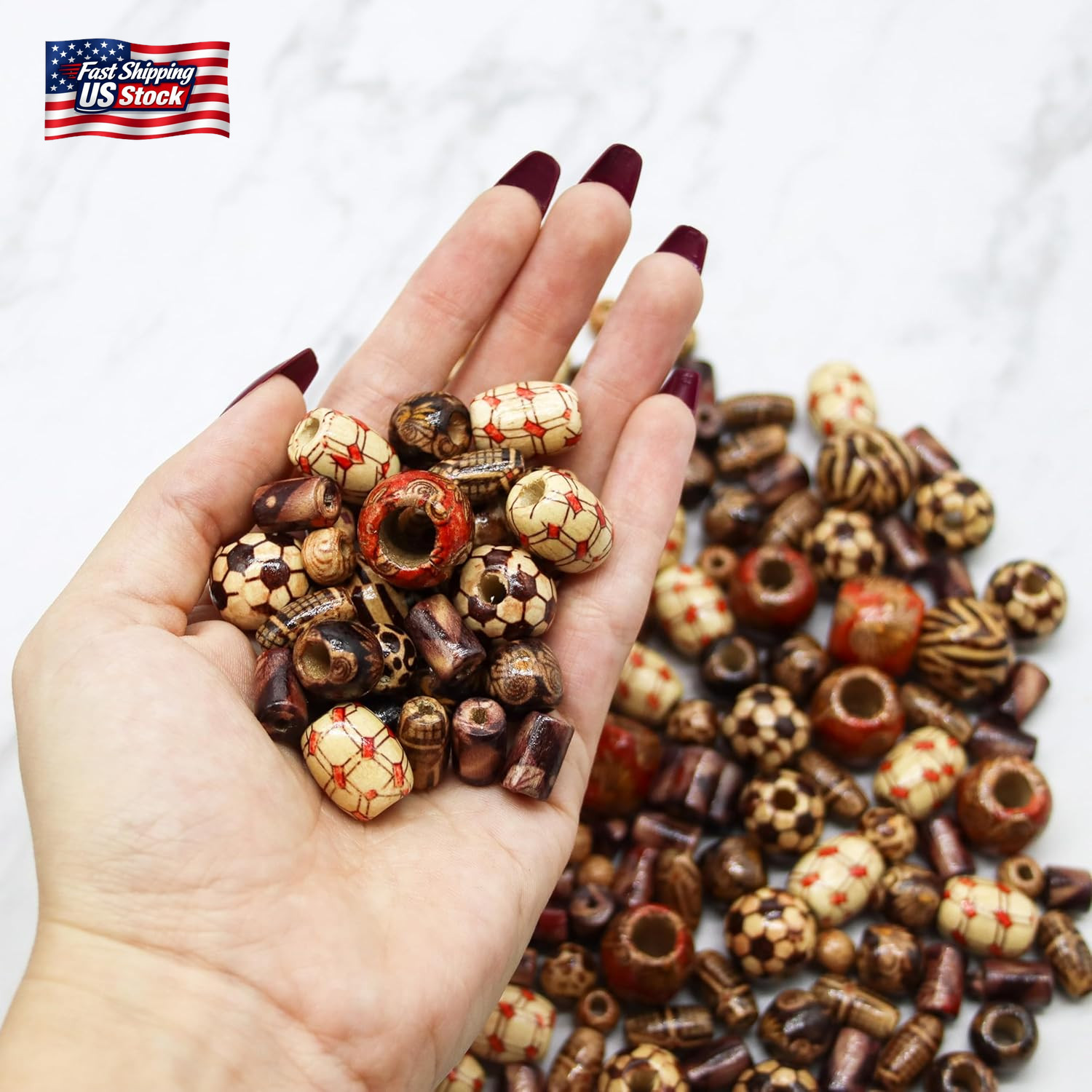 500 PCS Wooden Beads for Jewelry Making Adults, Painted Assorted African, Macram