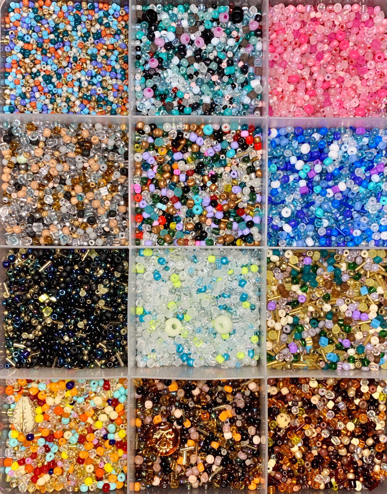 1 LB / 16 Oz/ 454 Grams Unique Mix Color Glass Seed Beads Lot 36 Packages